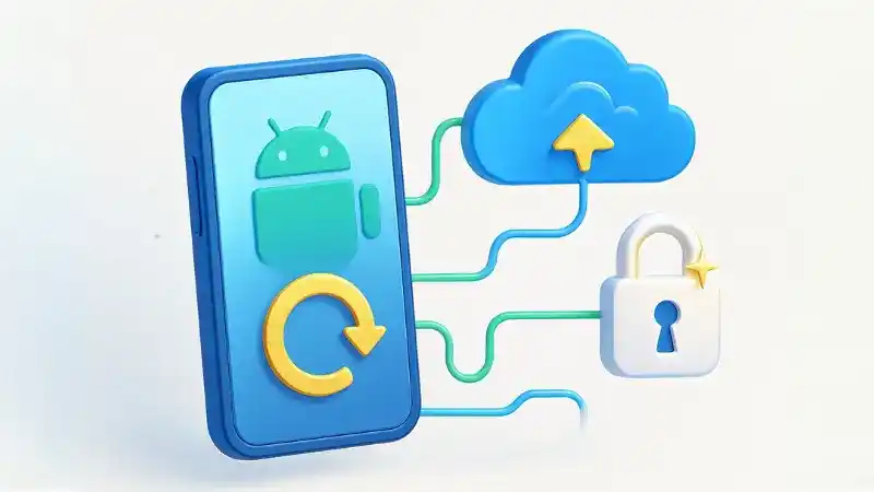 Capa de infográfico destaque sobre como formatar celular Android com segurança, mostrando ícones de backup e reset.