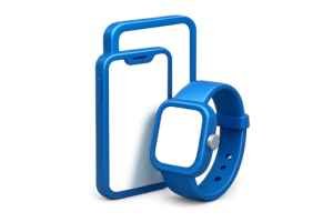 Ícones 3D da categoria Mobile: smartphone, tablet e smartwatch.